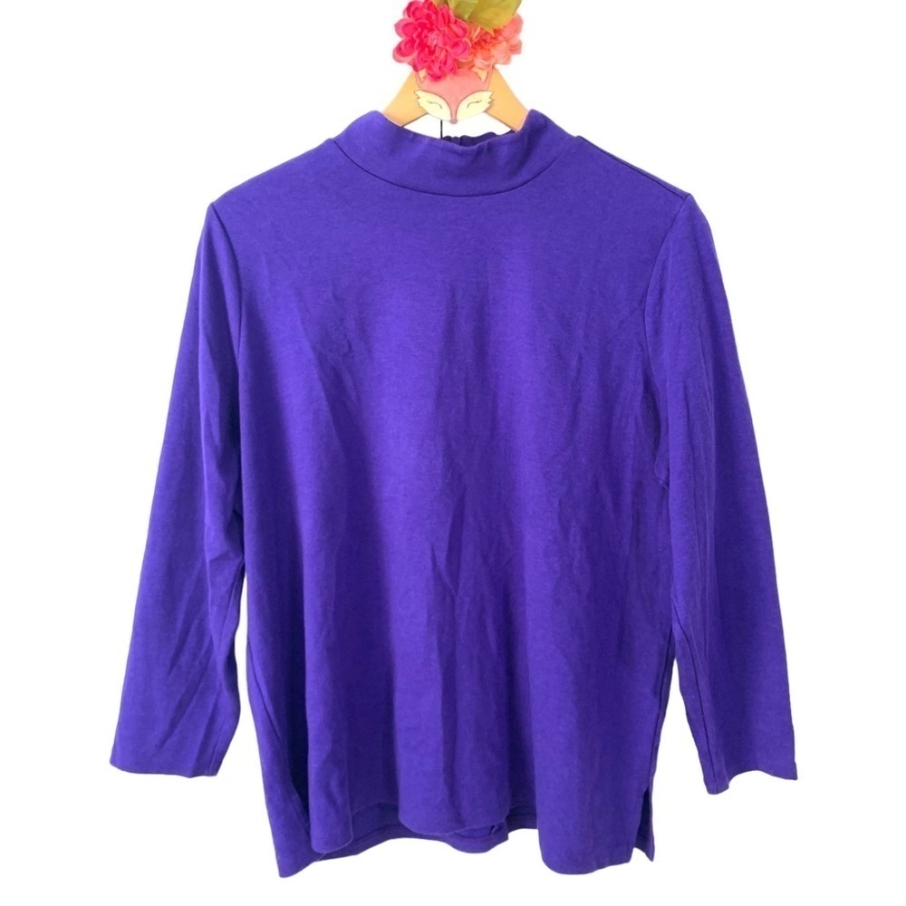 Talbots Woman Petite top purple mock neck zip back size 2XP